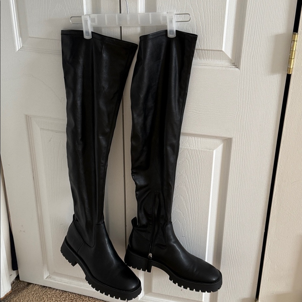 Zara black thigh high boots